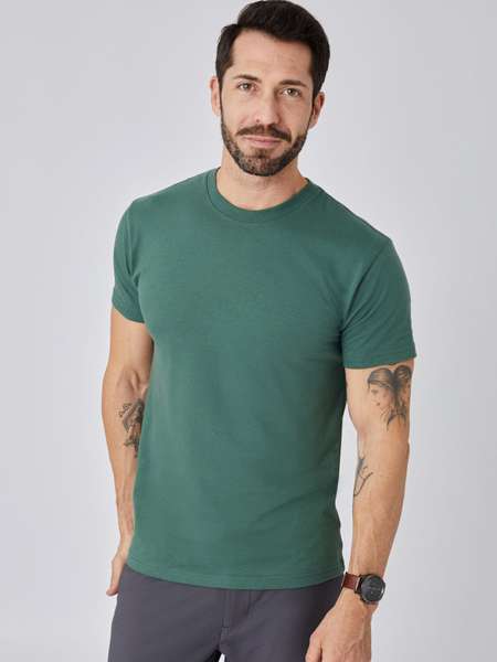 Alpine Green Crew Neck T-shirt | Studio Model Image | Regular and Tall Lengths | Fresh Clean Threads